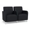 Lesro Siena Lounge Reception 2 Seat Tandem Seating, Brushed Steel, MD Black Upholstery SN2103 - alternate 1